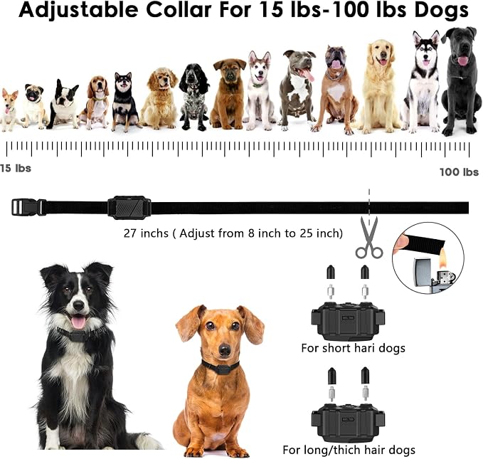 Shock Collar for Dogs, IP67 Waterproof Dog Training Collar with Remote, 3 Training Modes with Beep, Vibration, and Safe Static, Rechargeable for Large Medium