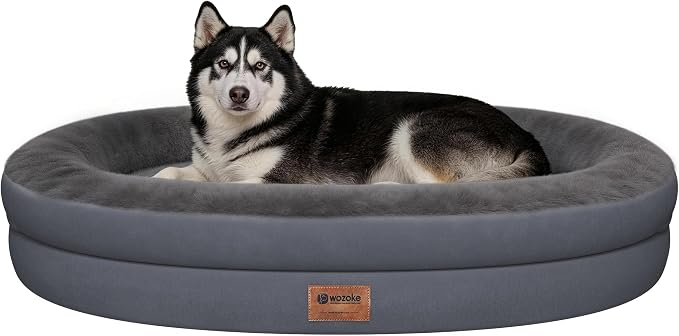 Orthopedic Dog Bed for Extra Large Dogs, XL Waterproof Dog Bed with Bolsters, Supportive Egg Crate Foam Pet Couch Bed with Removable Washable Cover & Non-Slip Bottom, Dark Grey