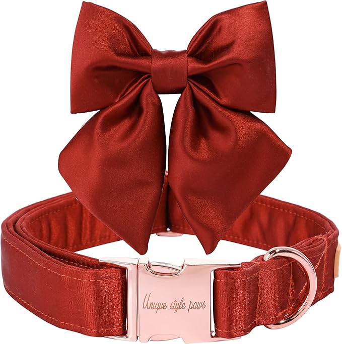 Unique style paws Silk Halloween Dog Collar Adjustable Durable Dog Collar with Bow Holiday Bowtie Collar for Medium Dogs