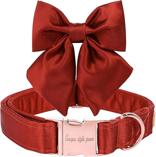 Unique style paws Silk Halloween Dog Collar Adjustable Durable Dog Collar with Bow Holiday Bowtie Collar for X-Small Puppy and Cats