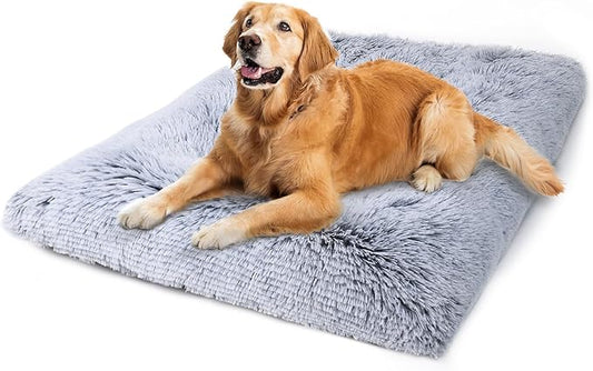 Vonabem Large Dog Bed Crate Pad 36 inch, Washable Pet Beds Medium Small Sized Dogs, Deluxe Plush Warm Anti-Slip Puppy Mats for Sleeping, Soft Kennel Pads 35 * 23 inch Grey