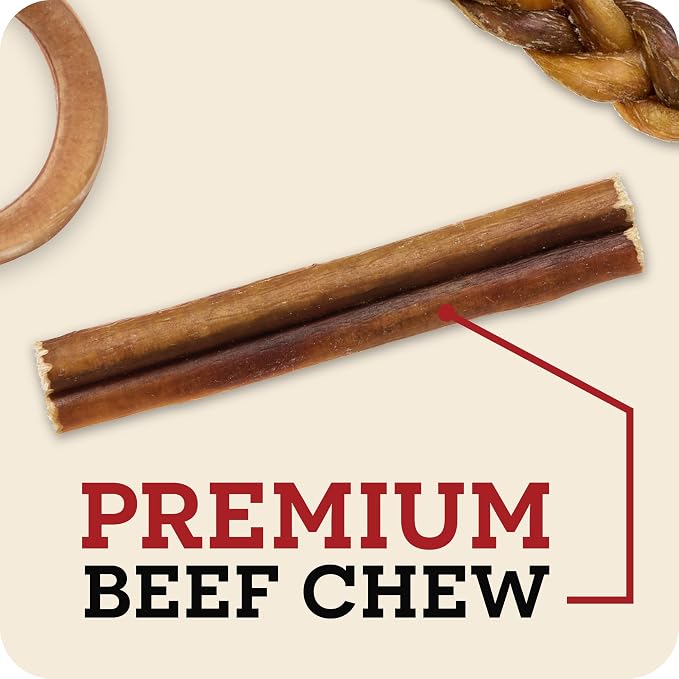 Redbarn Premium Bully Sticks for Dogs - 7 Inch, 6 Count - Long Lasting, Rawhide-Free, Slow Roasted, Low Odor & Highly Digestible, Single Ingredient Chews & All-Natural Dental Treats for Chewers