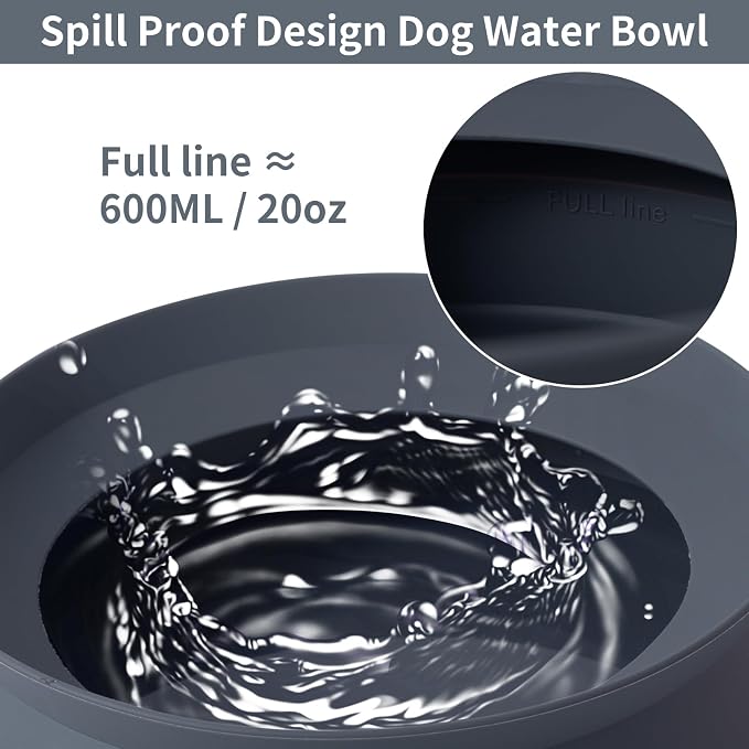 SLSON Spill Proof Dog Water Bowl for Cars,Collapsible No Splash Dog Travel Bowls Integrated Molding Portable Pet Bowl for Road Trip Truck,RV,SUV,Boat Accessories (Dark Grey)