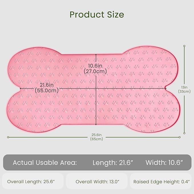 PWTAA Dog Food Mat Anti-Slip Silicone Dog Bowl Mat Thicker Pet Placemat Waterproof Cat Feeder Pad with Raised Edge Puppy Kitten Feeding Mats Suitable Small Medium-Sized Dogs Cats Eating Tray