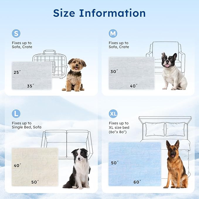 ZOMISIA Cooling Blanket for Large Dogs - Washable Dog Cooling Mat for Hot Weather, Travel Soft Pet Summer Essentials, Blue, 40"x50"