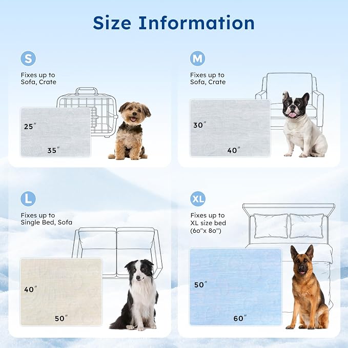 ZOMISIA Cooling Blanket for Medium Dogs - Washable Dog Cooling Mat for Hot Weather, Travel Soft Pet Summer Essentials, Grey, 30"x40"