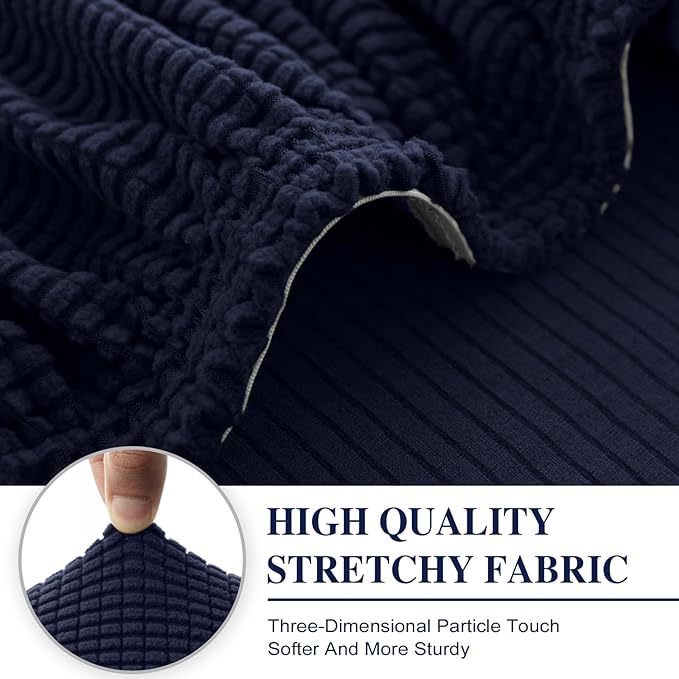 LA MEACK Couch Cushion Cover Loveseat Cover or 2 Seat Sofa Cover Washable Stretch Sectional Sofa Slipcover(1 Piece for Loveseat or Sofa 2-Seater, Navy)