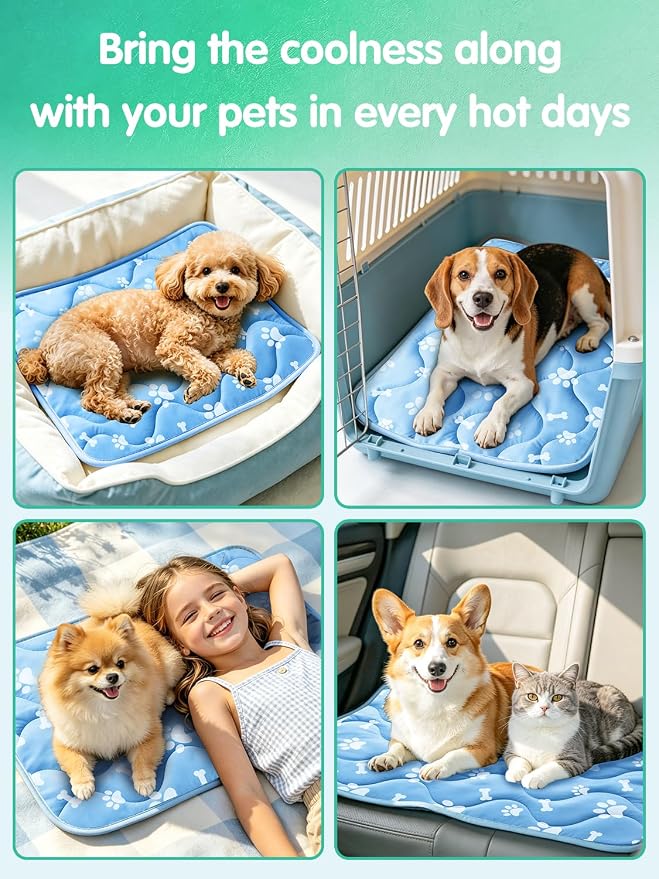 Dog Cooling Mat, 30" x 20" Cooling Mat for Dogs,Color-Changing Arc-Chill Tech (Q-Max>0.5),Machine Washable, Pet Cooling Mat for Small Dogs & Cats, Instant Indoor Outdoor Cooling Pad for Summer