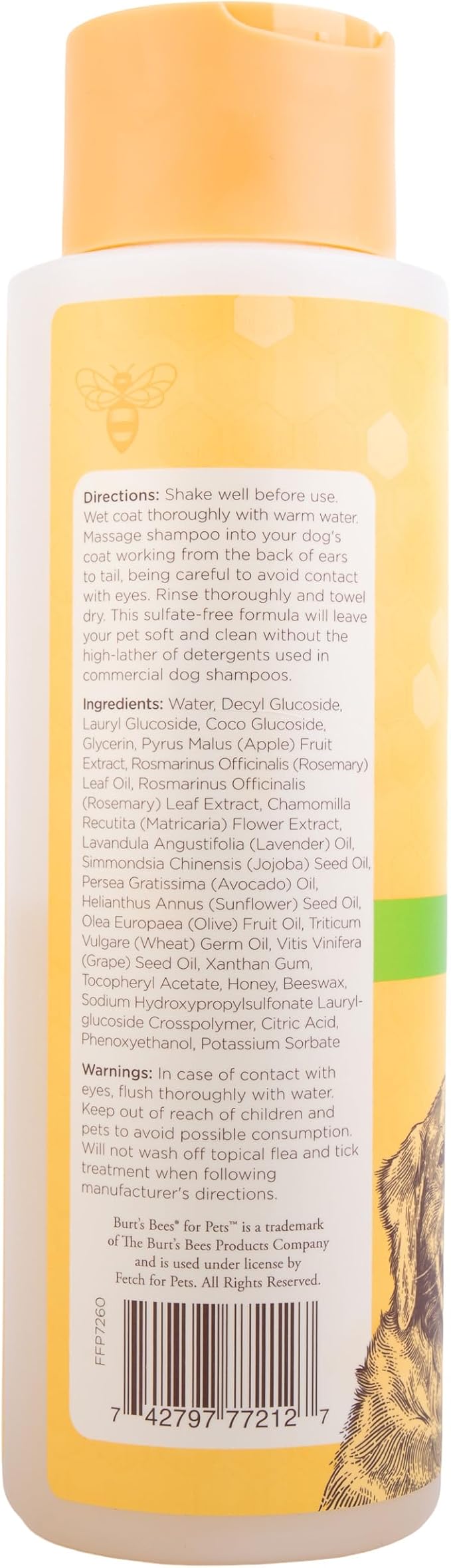 Burt's Bees for Pets Deodorizing Dog Shampoo Apple Rosemary 95 Percent Natural pH Balanced Sulfate-Free Smelly Dogs 16 FL OZ 2 Pack