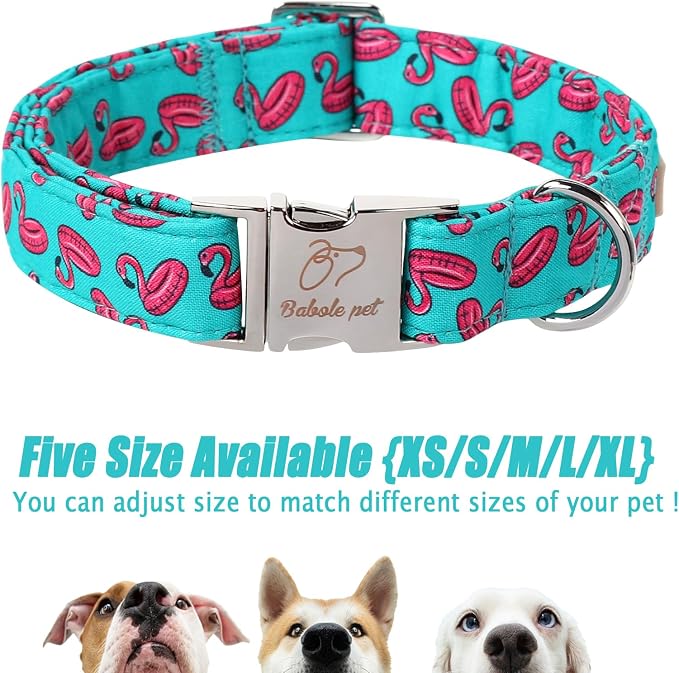 Summer Dog Collar, Cool Flamingo Float Pet Collar with Metal Buckle, Durable Adjustable Designer Dog Collars for Small Medium Large Dogs XS