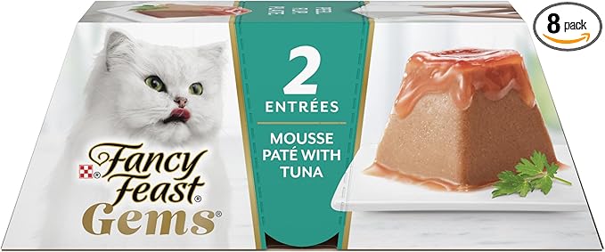 Fancy Feast Gems Pate Cat Food Mousse With Tuna and a Halo of Savory Gravy Cat Food - (Pack of 8) 4 oz. Boxes