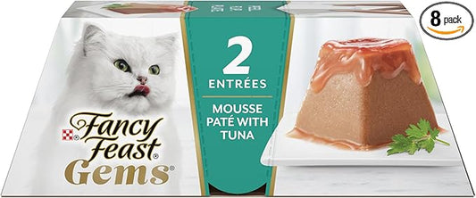 Fancy Feast Gems Pate Cat Food Mousse With Tuna and a Halo of Savory Gravy Cat Food - (Pack of 8) 4 oz. Boxes