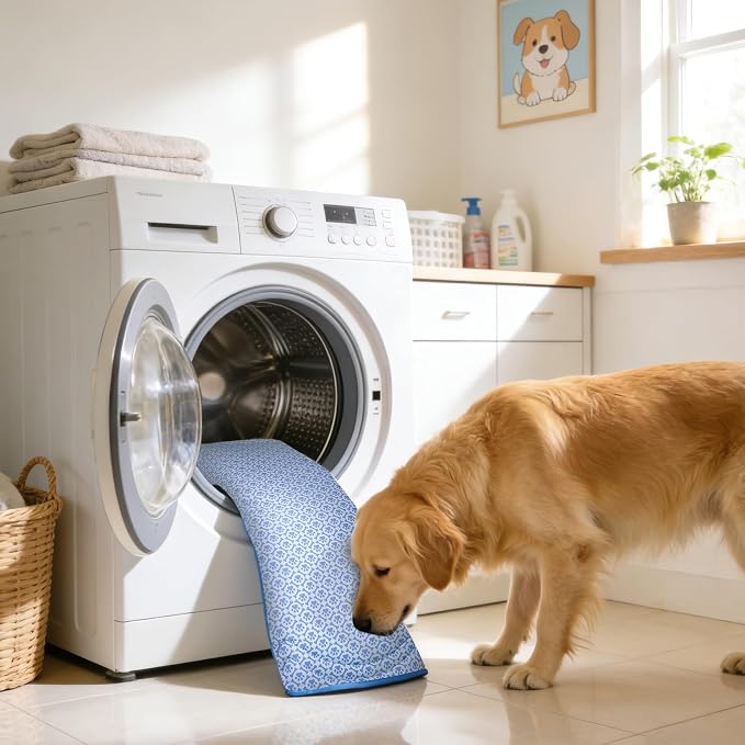 Dog Cooling Mat, Thick Cooling Mat for Extra Large Dogs with PCM & Thermochromic Tech, Dual-Sided Durable Waterproof Cool Dog Bed Mat, Q-Max>0.5, Machine Washable, Non-Toxic - XL(31" x 43")