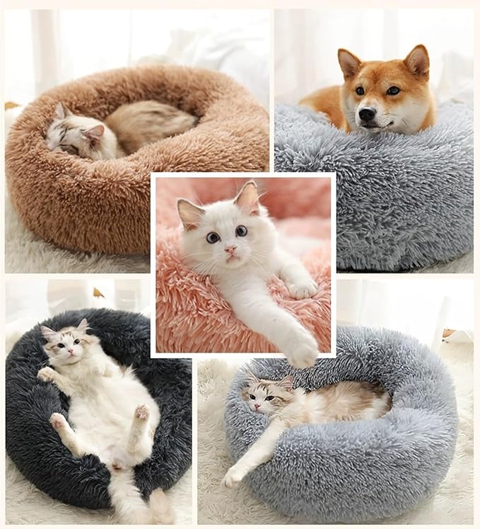 Cat Beds for Indoor Cats,20 Inch Dog Bed for Small Melium Large Dogs, Washable-Round Pet Bed for Puppy and Kitten with Slip-Resistant Bottom