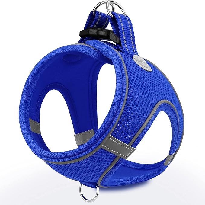 Joytale Small Dog Harness, Breathable Mesh Step-in Vest, Reflective Soft Padded Harnesses for Cats and Puppies Dogs, Navy Blue, XXXS