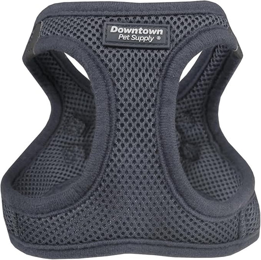 Downtown Pet Supply Step-in Dog Harness – No Pull, Adjustable Padded Mesh with Reflective Trim, Secure Buckle Strap – Comfortable & Breathable Small Dog Harness, Medium, Charcoal