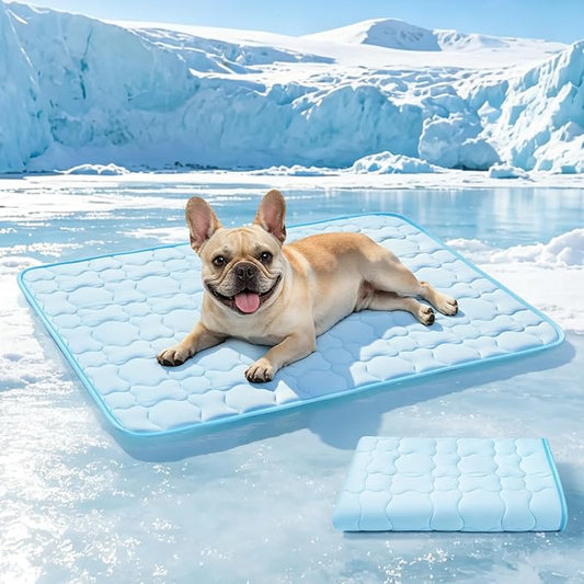 Mora Pets Dog Cooling Mat Pet Cooling Pad for Dogs & Cats Q-Max>0.5, Breathable Washable Self Cool Dog Mat for Indoor Floors, Crate, Sofa & Outdoor Use, Non Gel Summer Ice Silk Cold Pad Medium 36x27