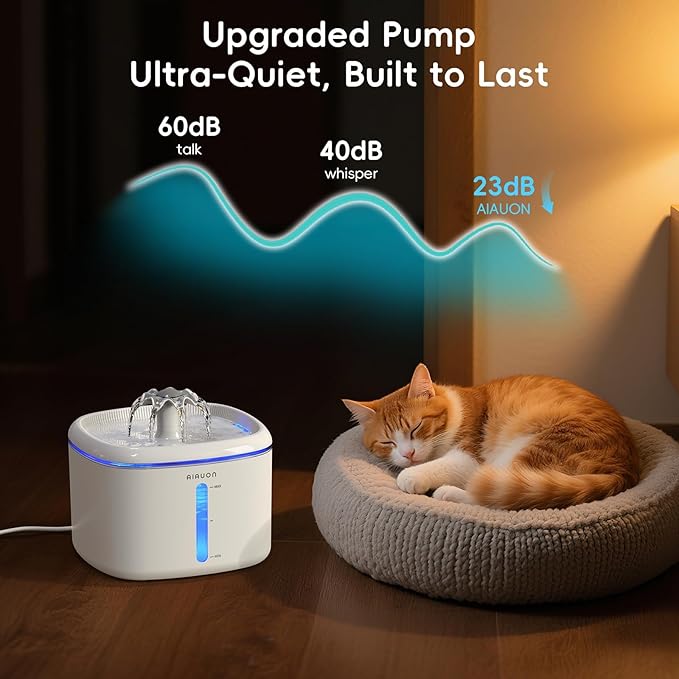 Cat Water Fountain,84oz/2.5L Pet Cat Fountain – Ultra Quiet Upgraded Automatic Pet Water Dispenser with 8 Replaceable Filters, Indoor Cat & Dog Drinking Bowl (Cat Fountain+8 Filters)