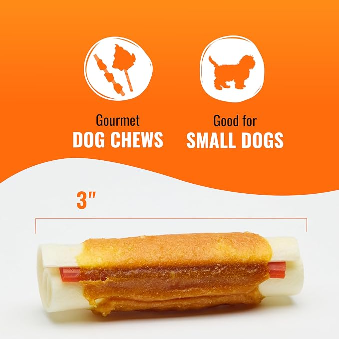 GOOD 'N' FUN Mini Rolls Long-Lasting Treat for Small Dogs, with Real Proteins, Beef Hide and Premium Chicken, Supports Dental Health, Mental Stimulation, 8 oz