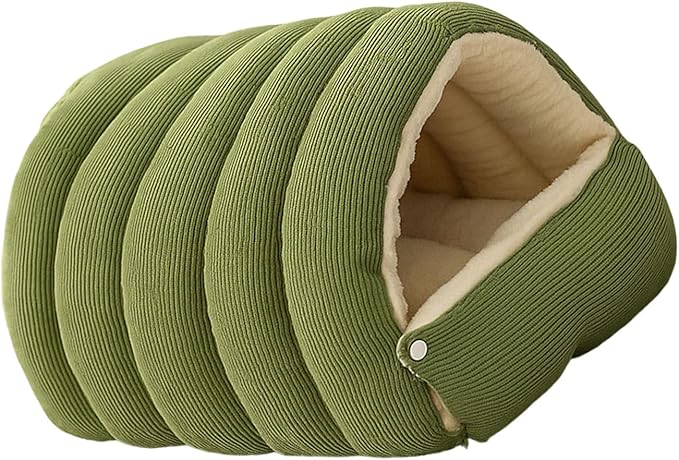Plush Pet Cave Bed with Removable Cushion, Winter Warm Hideaway for Cats & Dogs, Cozy Washable Safe Haven