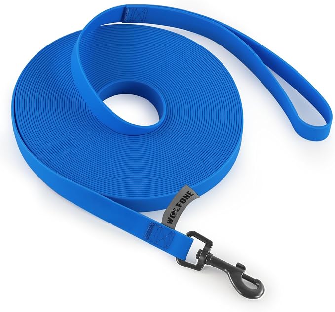 Wolfone 20ft Blue Long Leash - Waterproof Training Dog Leash for Recall, Swimming, Camping, Beach, Hunting, Walking