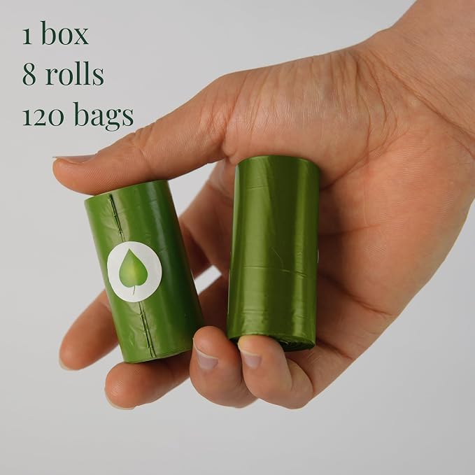 Dog Poop Bags — Unscented, Extra Thick 15 Micron Leak-Proof Pet Waste Bags, 120 Count (8 Rolls) 9 x 13 in Refill Rolls with Easy Tear-Off Perforation & Recyclable Core