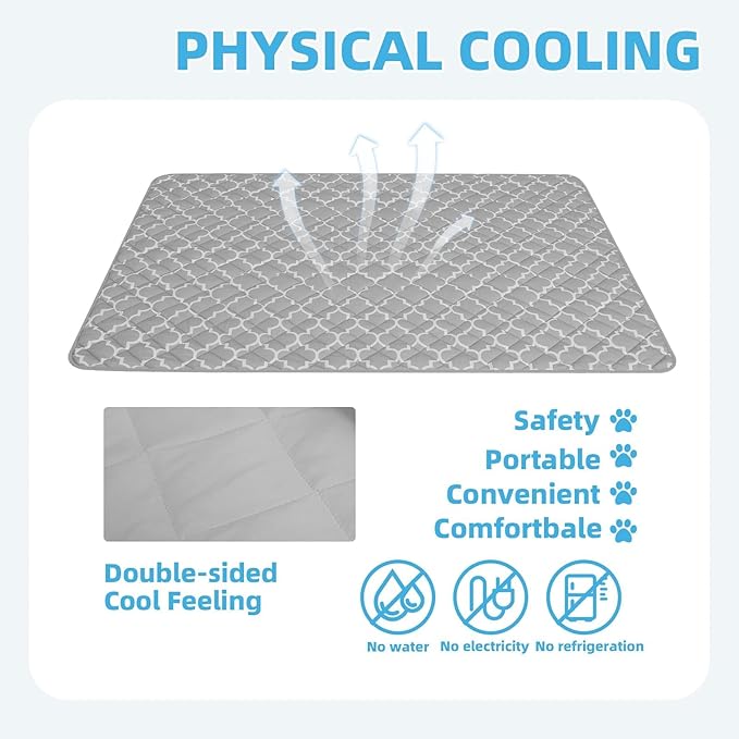 PUPTECK Dog Cooling Mat Pad for Medium Large Dogs, Cooling Blanket for Kennels Crate Floor, Dog Cat Summer Sleeping Bed Outside, Washable & Portable, XX-Large 60"x80"