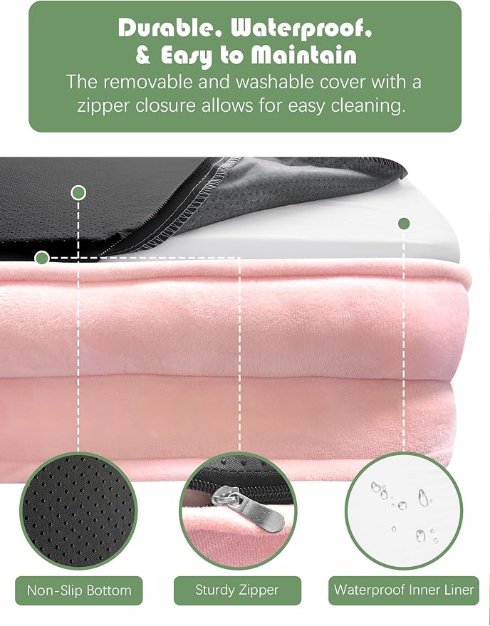 Spotted Play Orthopedic Dog Bed with Sides - Sofa Beds for Small Dogs, Supportive Foam Pet Couch Bed with Washable Removable Cover, Waterproof Lining and Non-Slip Bottom, Pink - S