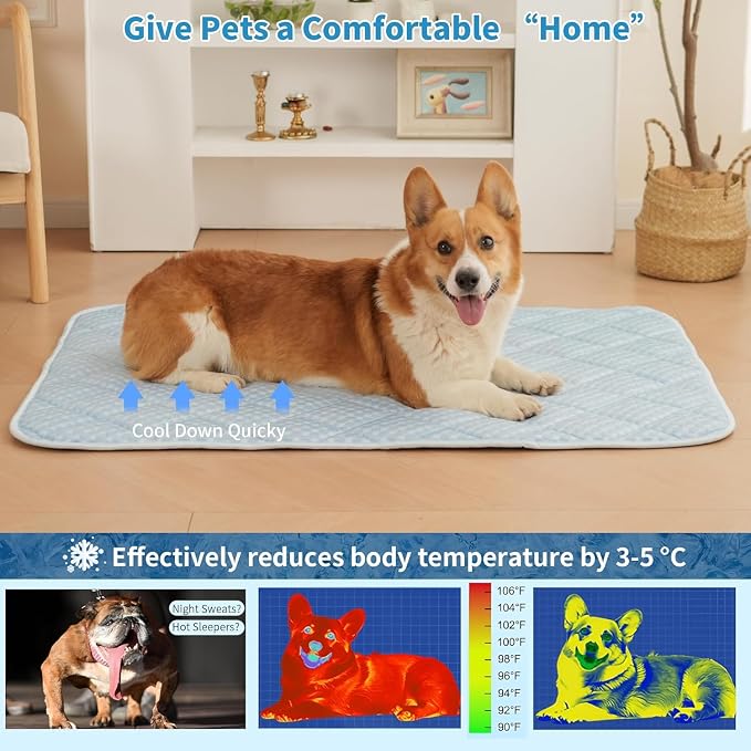 Cooling Mat for Extra Large Dogs, 51"x 37.5" Thick & Durable Dog Cooling Mat, Q-MAX>0.45, Double-Sided Cooling Pet Pad, Portable & Washable Dog Cooling Mat for Crate, Couch & Car