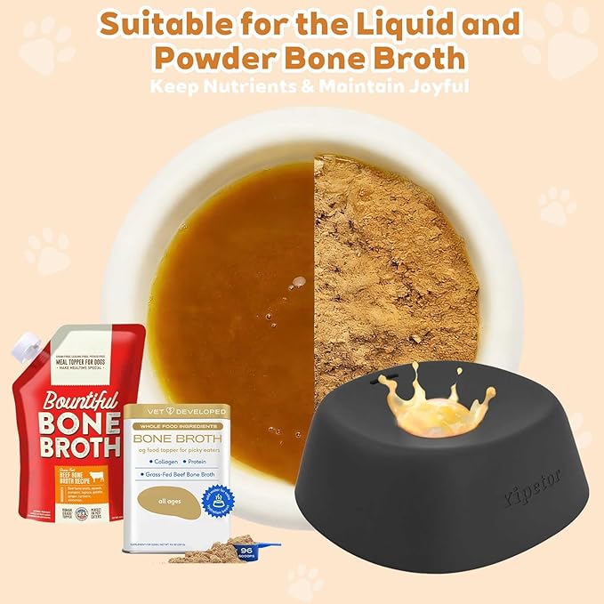 Yipetor Slow Feeder Dog Bowls for Liquid Treat, 【Enrichment Ball-Roll】 Bone Broth Dog Lick Bowl, 3/4 Cup Yogurt Pup Lick Toy for Large Medium Small Breeds Dietary Supplement/Post-op Nutrition