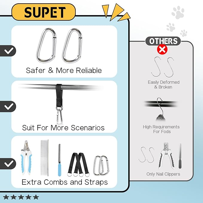 Supet Dog Grooming Hammock Harness for Dogs Cats, Relaxation Pet Nail Clipper Hammock, Restraint Dog & Small Animal Leashes Sling for Groomingk for Nail Trimming (Black, 2XS)