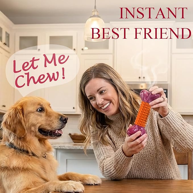 4-Pack Peanut Butter Flavor Dog Toys for Aggressive Chewers, Orange | Heavy Duty Nylon & Rubber, Long Lasting, Keeps Dogs Busy, For Medium & Large Breeds 20-80 lbs