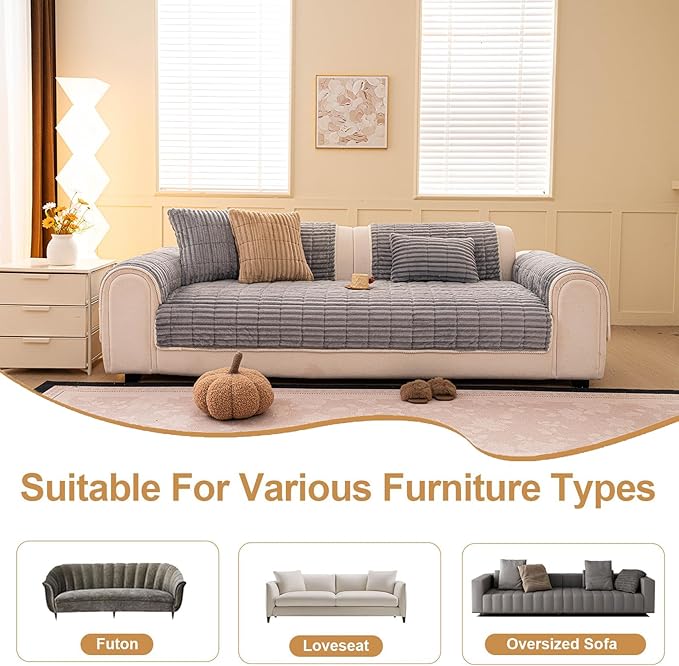 Washable Pet-Friendly Couch Covers for Dogs Fuzzy Pet Sofa Covers Dog Couch Blankets and Cushion Covers for Sofa