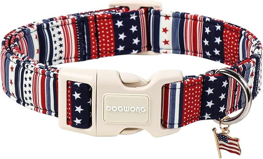 Independence Day Dog Collar for Medium Dogs, 4th of July Dog Collar, Patriotic American Flag Dog Collars for Medium Dogs, S