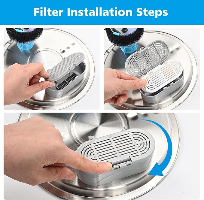 Cat Water Fountain Filter,Pet Fountain Filter Replacement for 3.2L/108oz Cat Drinking Fountain and 4L/134oz Stainless Steel Pet Fountain,Cat Fountain Filter Replacement with Pre-Filter Sponges