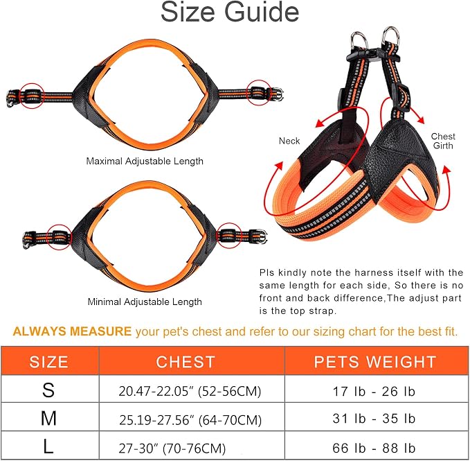Dog Harness No Pull Ultra Soft Breathable Padded Pet Harness 2 Adjustable Botton, 3M Reflective Pet Harness for Dogs Easy Control for Small Medium Large Dogs (L, Black)