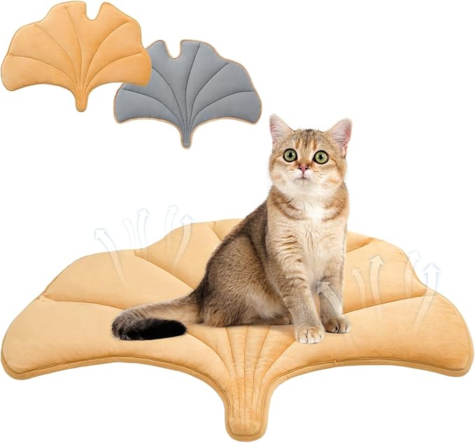 KOOLTAIL Breathable Cat Mat, Upgraded Two Sided Pad for Dogs Cats Puppy, Soft Summer Pet Sleeping Blanket Kennel to Keeping Cool, Washable Dog Mats for Crate Sofa Bed Outdoor, Gingko Leaf