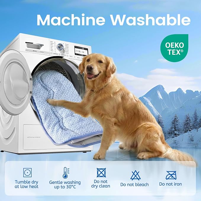 Dog Cooling Mat, Thick Cooling Mat for Dogs with PCM & Thermochromic Tech, Dual-Sided Durable Waterproof Cool Dog Bed Mat for All-Year Use, Q-Max>0.5, Machine Washable, Non-Toxic - L(26" x 35")
