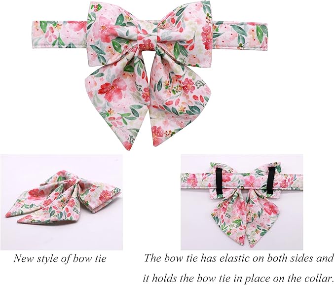 Lionet Paws Dog Collar with Bow Tie - Soft Comfortable Adjustable Collars with Metal Buckle for Small Dogs and Cats, Neck 10-16 Inches