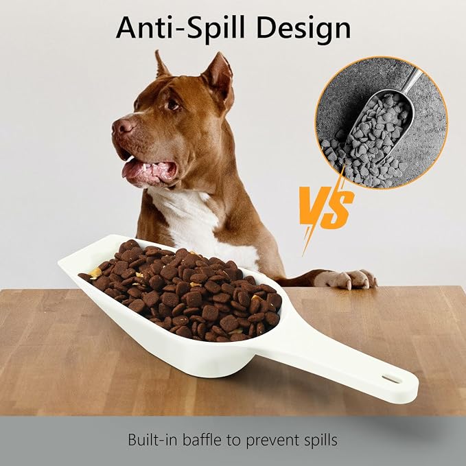 Dog Food Scoop, 2 Cup Capacity Dog Food Scoop With Measuring Lines For Dog, Puppy and Cat Coffee Bean Scoop, Flour Scoop (cream)