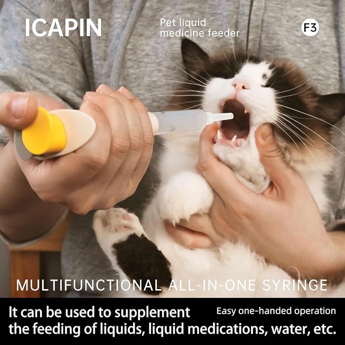F3 Pet Liquid Medicine Feeder Multi-Function Pet Feeding Tools Suitable for Liquid Diet/Liquid Medication Breastfeeders for Pets (Bright Yellow)