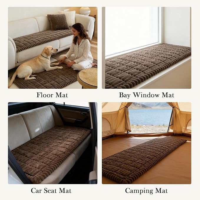Linear Grid Couch Cover for Dogs Non Slip - Thick Wear-Resistant Pet Sofa Protector for 3 Cushion Couch Large Silicone Particles Washable Furniture Mat for Dogs Cats Sectional