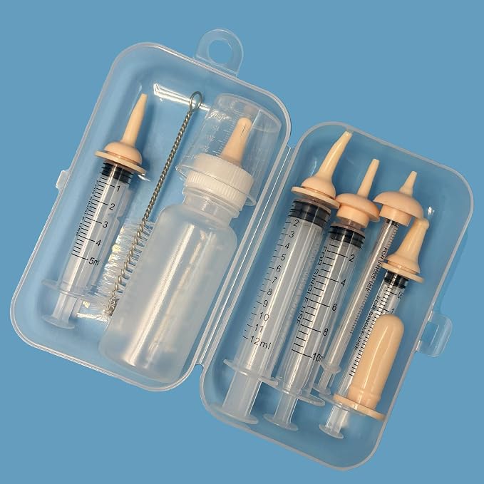 Newborn Kitten Feeding Kit with Kitten Bottles for Nursing Newborn, Kitten Nipples for Feeding, Kitten Syringe for Feeding, Puppy Feeding Bottle, Cat Bottles for Kittens, BPA-Free Feeding Tools