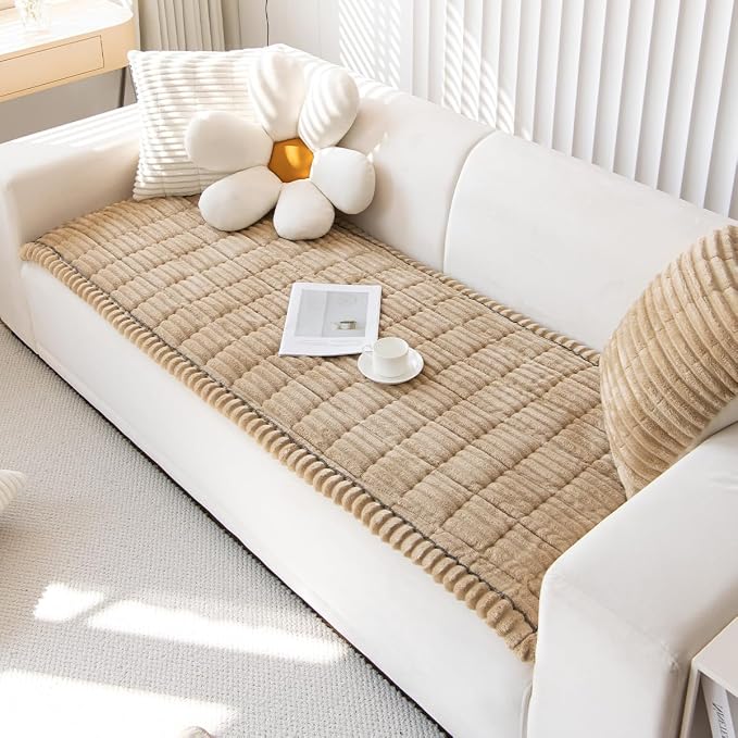 Mitid Sofa Cover Fuzzy Couch Cover for Pet, Couch Covers for Dogs Washable Non-Slip Sofa Slipcover Cushion Protector Pets Friendly Mat