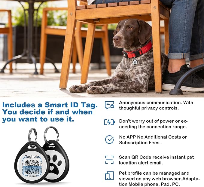 Waterproof AirTag Dog Collar with QR Code ID Tag, Tactical Military Dog Collar with Built-in AirTag Holder, Heavy Duty Metal Buckle & Control Handle, GPS Tracker Collar for Large Dogs (Red, XL)