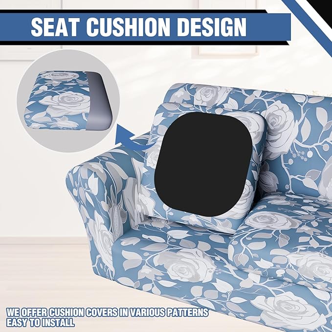 Stretch Couch Covers for 3 Separate Cushion Couch Sofa,Floral Printed Couch Sofa Cover,Washable Sofa Slipcover,Pet Friendly Furniture Protector with Elastic Bottom,Universal Fit for Home(Sofa,Cover)