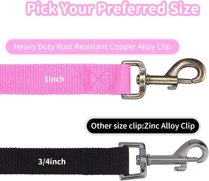 HIKISS Long Dog Leash Obedience Recall Training Agility Lead with Thickening Material for Large Dog - 15ft 20ft 30ft 50ft 100ft Training Leash(Pink 20ft)