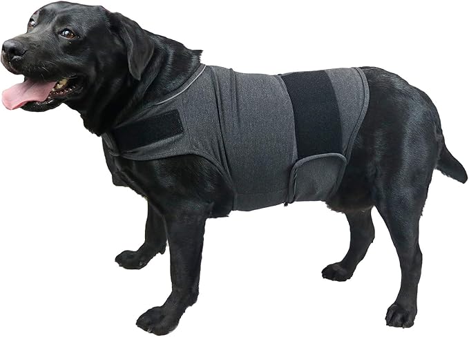 Comfort Dog Anxiety Relief Coat, Dog Anxiety Calming Vest Wrap for Thunderstorm,Travel,4th of July Fireworks,Vet Visits,Separation Anxiety Relief for Dogs (XL,Grey)