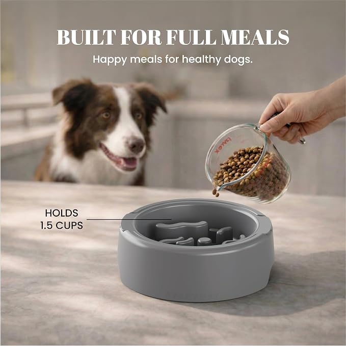 AVERYDAY 3 Pack Slow Feeder Dog Bowl Set, Two Weighted Maze Insert Bowls, Anti-Slip Changeable Puzzle Feeding Bowl for Wet Dry & Raw Dog Food, Slow Eating Deep Pet Food Dish for Medium & Large Breeds
