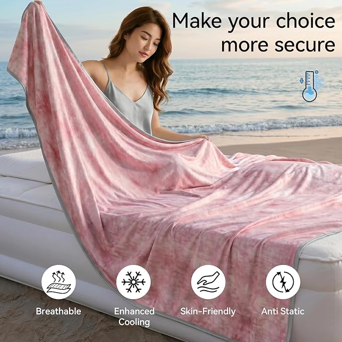 Guohaoi Cooling Throw Blanket for Hot Sleepers, Twin Size 80''×90'' Lightweight Breathable Summer Bed Blanket for Couch, Arc-Chill Q-Max >0.5 Cool Fiber, Lightweight Blanket Pink